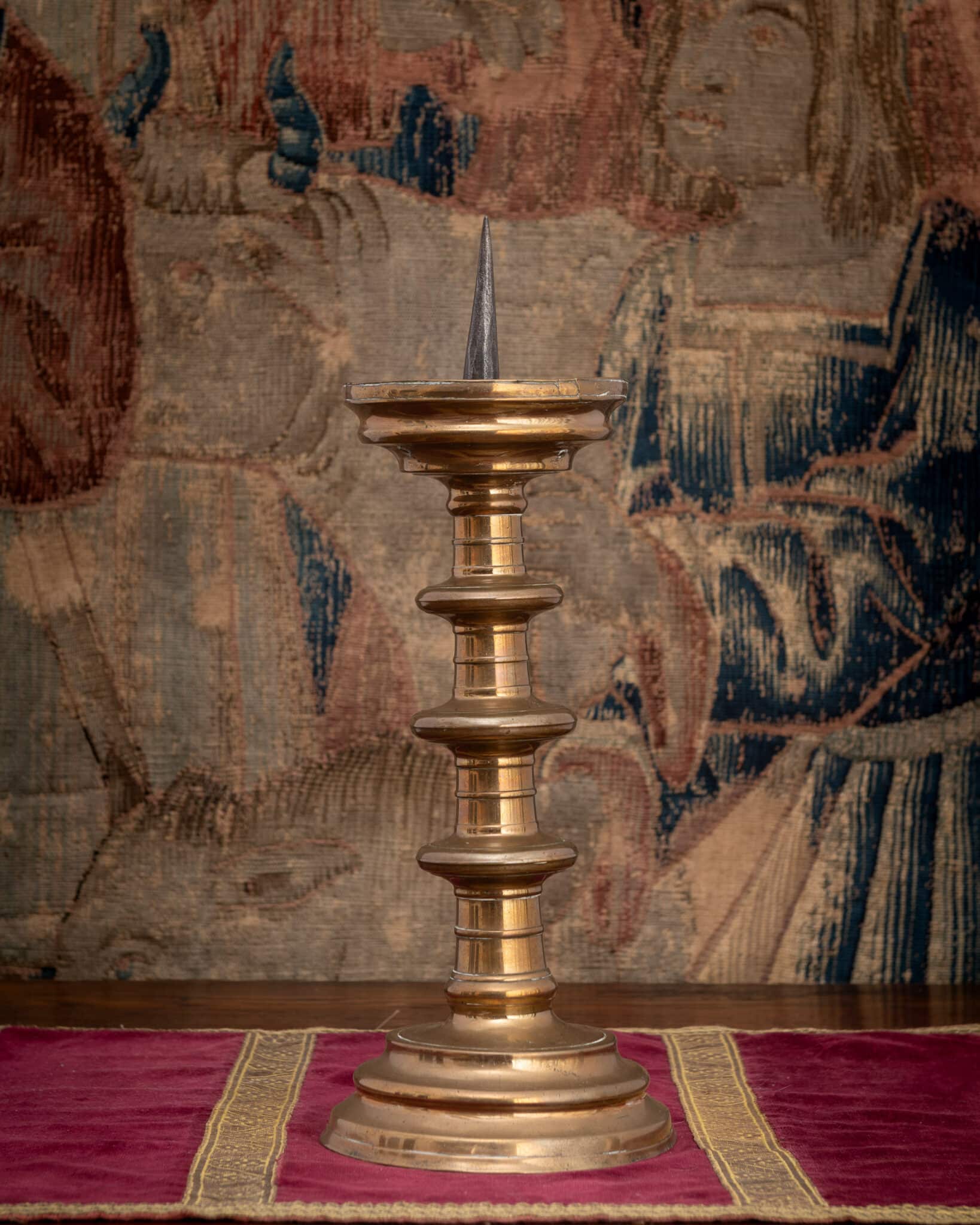 A Late Gothic Brass Altar Candlestick or Scheibenleuchter