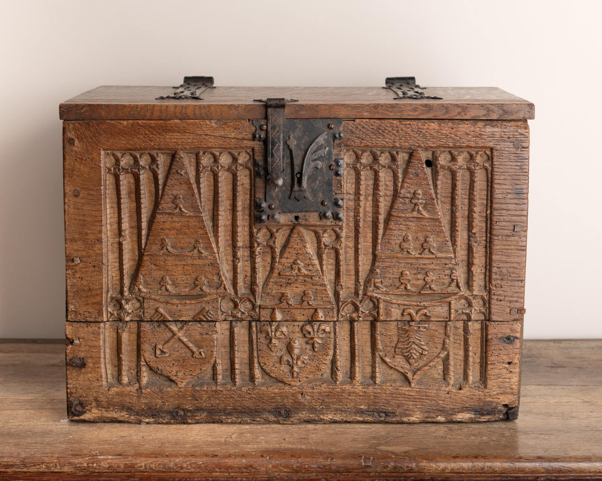 A Late Gothic Heraldic Oak Coffer
