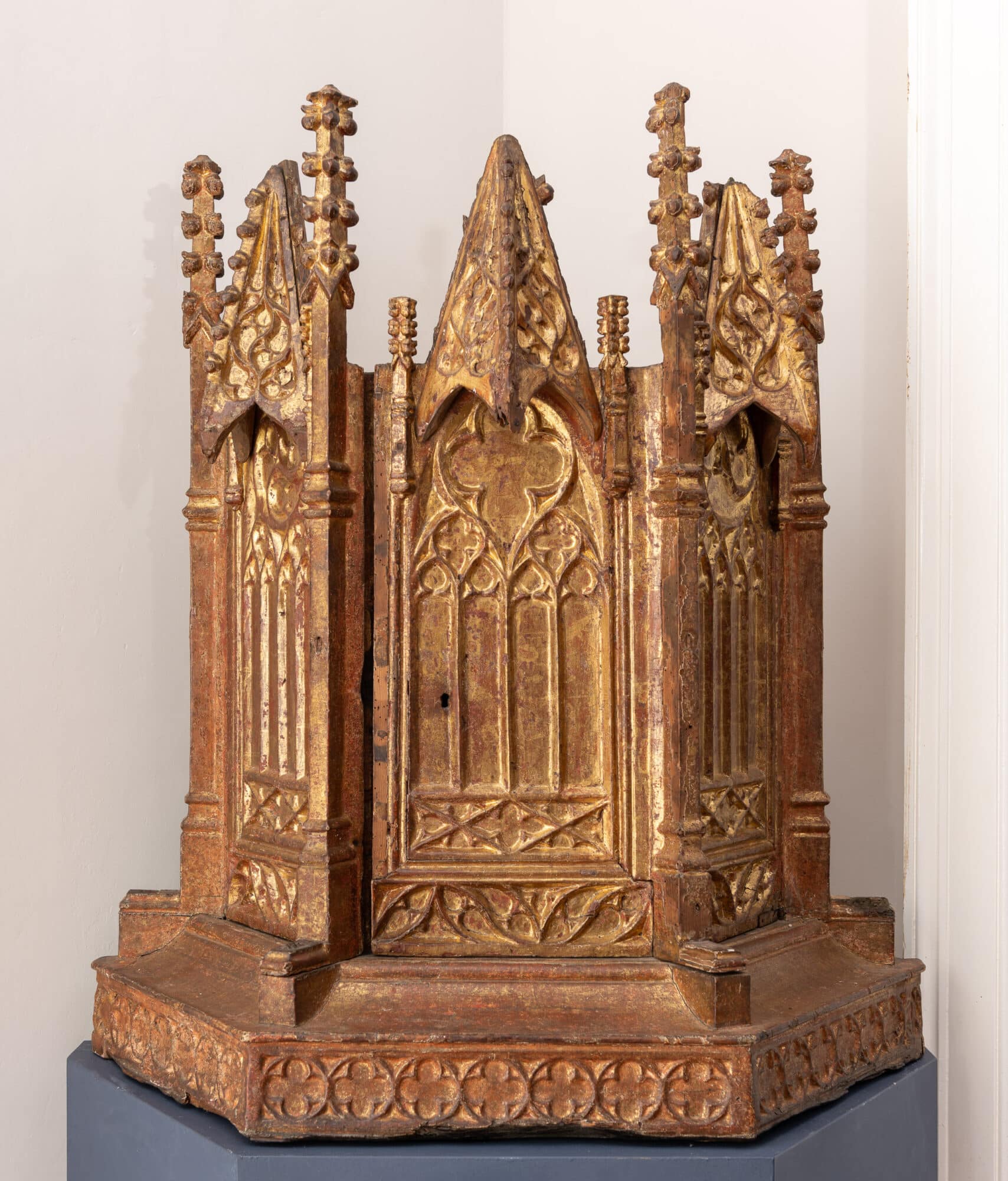 A  late Gothic Polychrome and Giltwood Architectural Tabernacle