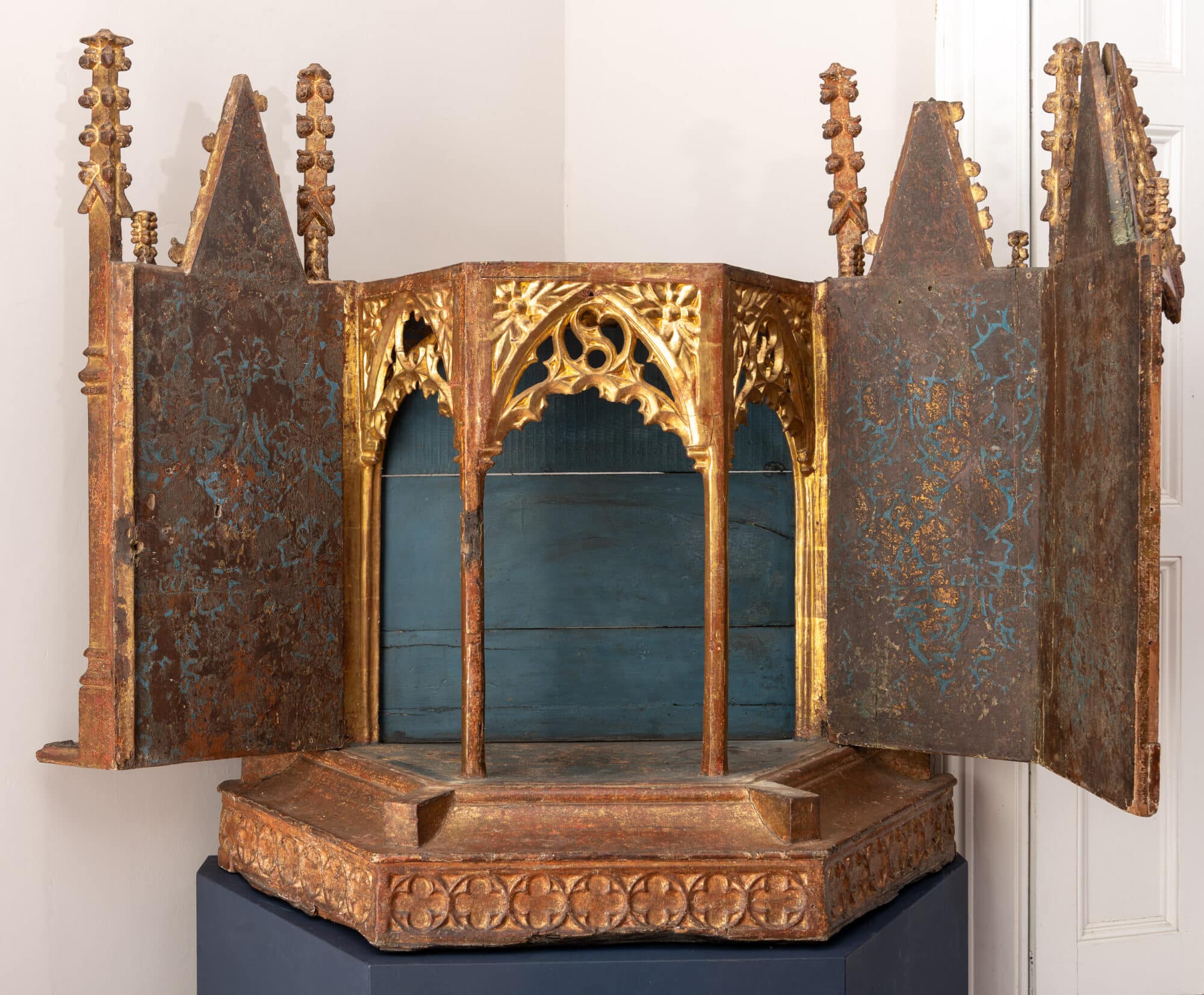A  late Gothic Polychrome and Giltwood Architectural Tabernacle