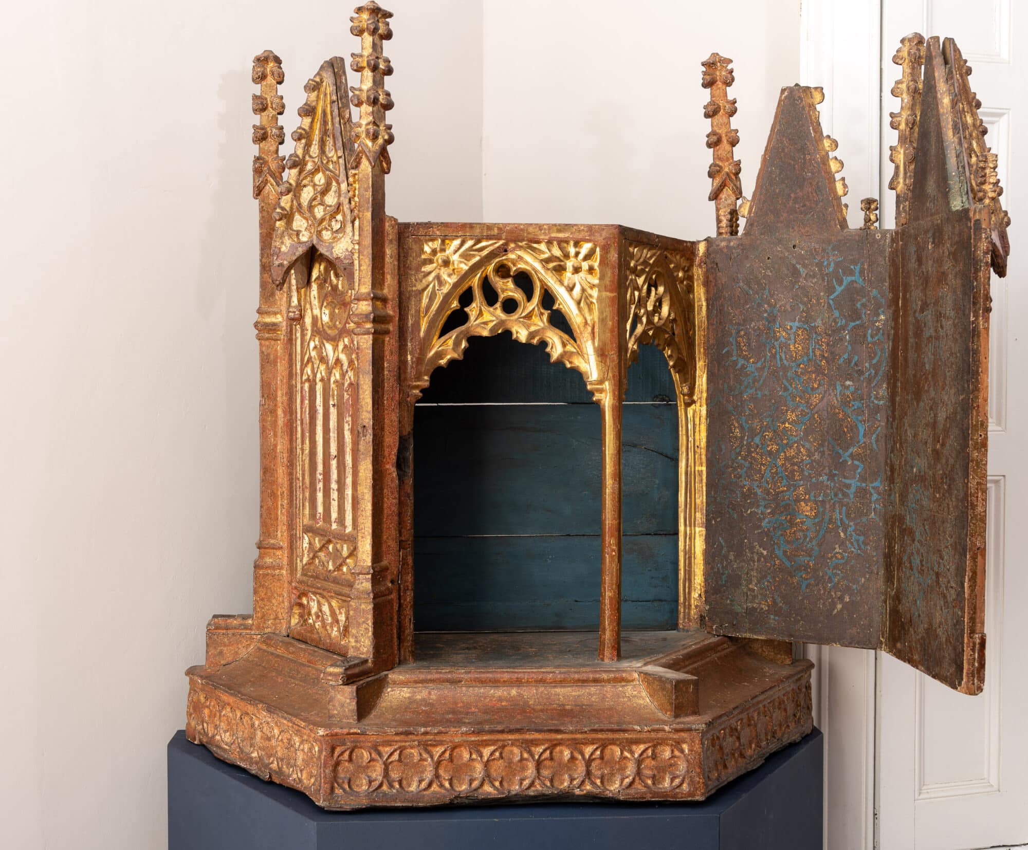 A  late Gothic Polychrome and Giltwood Architectural Tabernacle