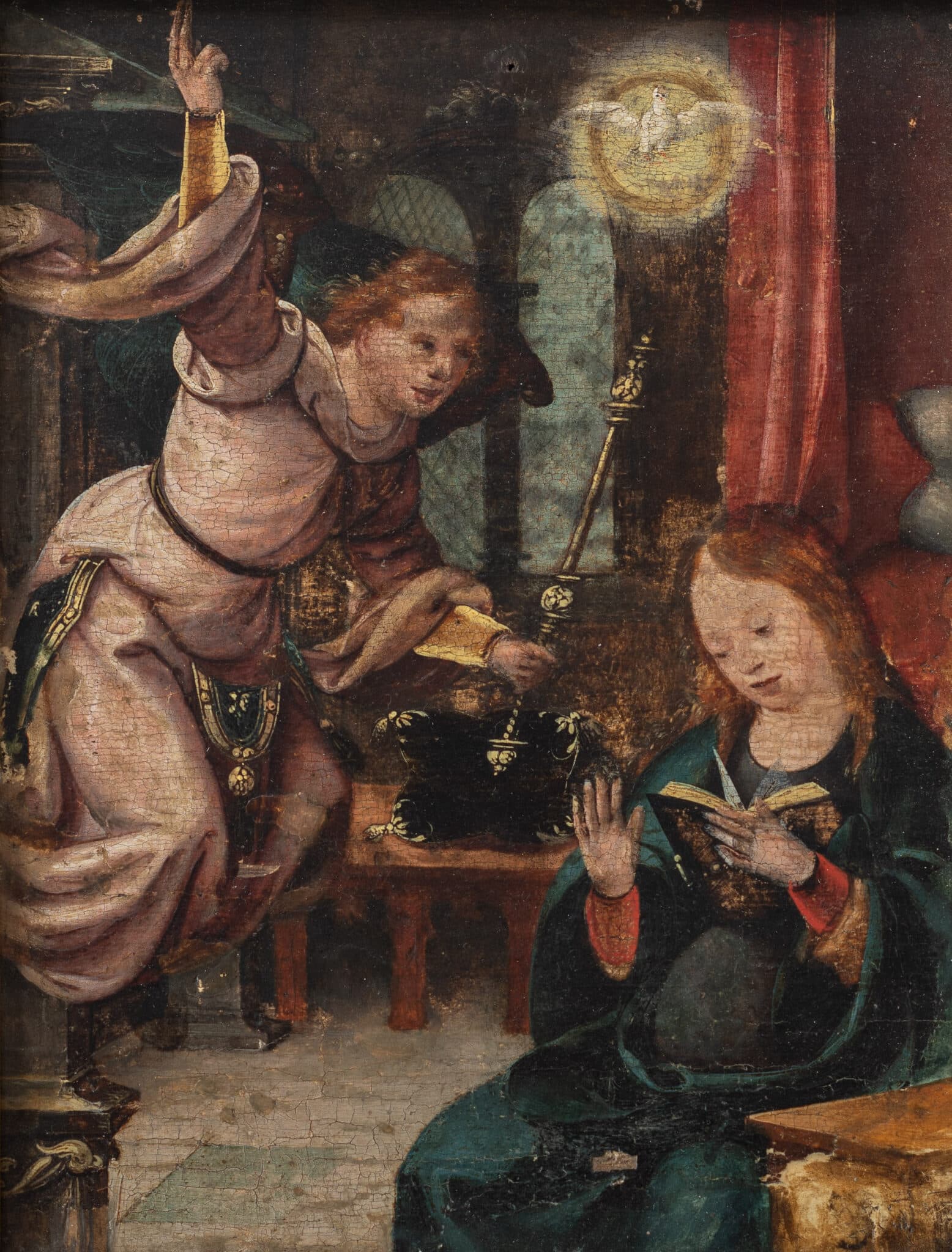 A Flemish Oak Panel Depicting The Annunciation