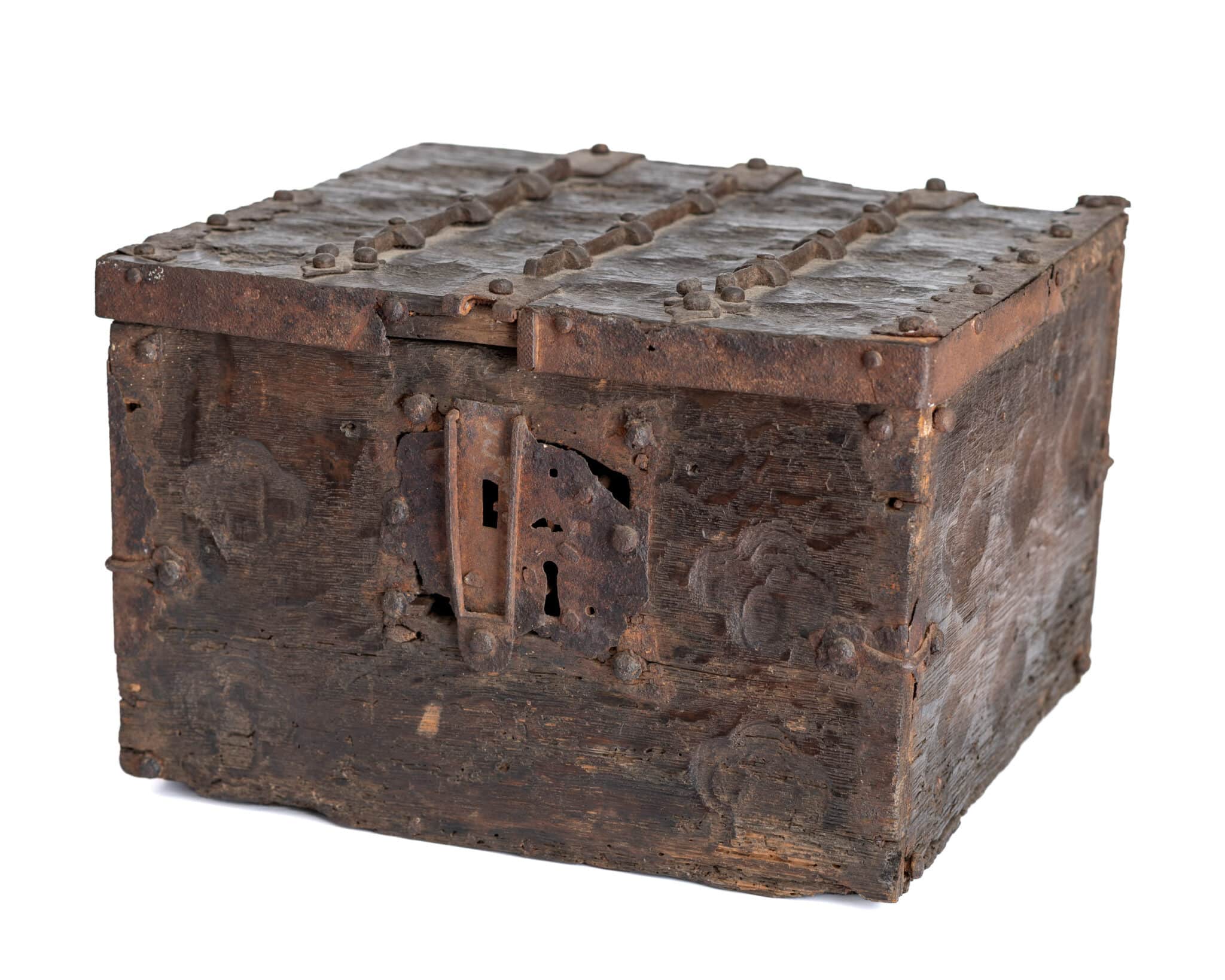 Gothic Oak and Wrought-Iron Strongbox
