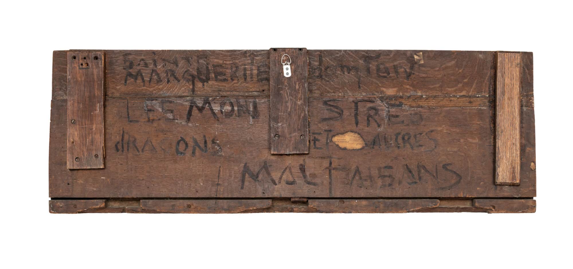A Mid-Fifteenth-Century Carved Oak Chest Front depicting Saint Margaret of Antioch