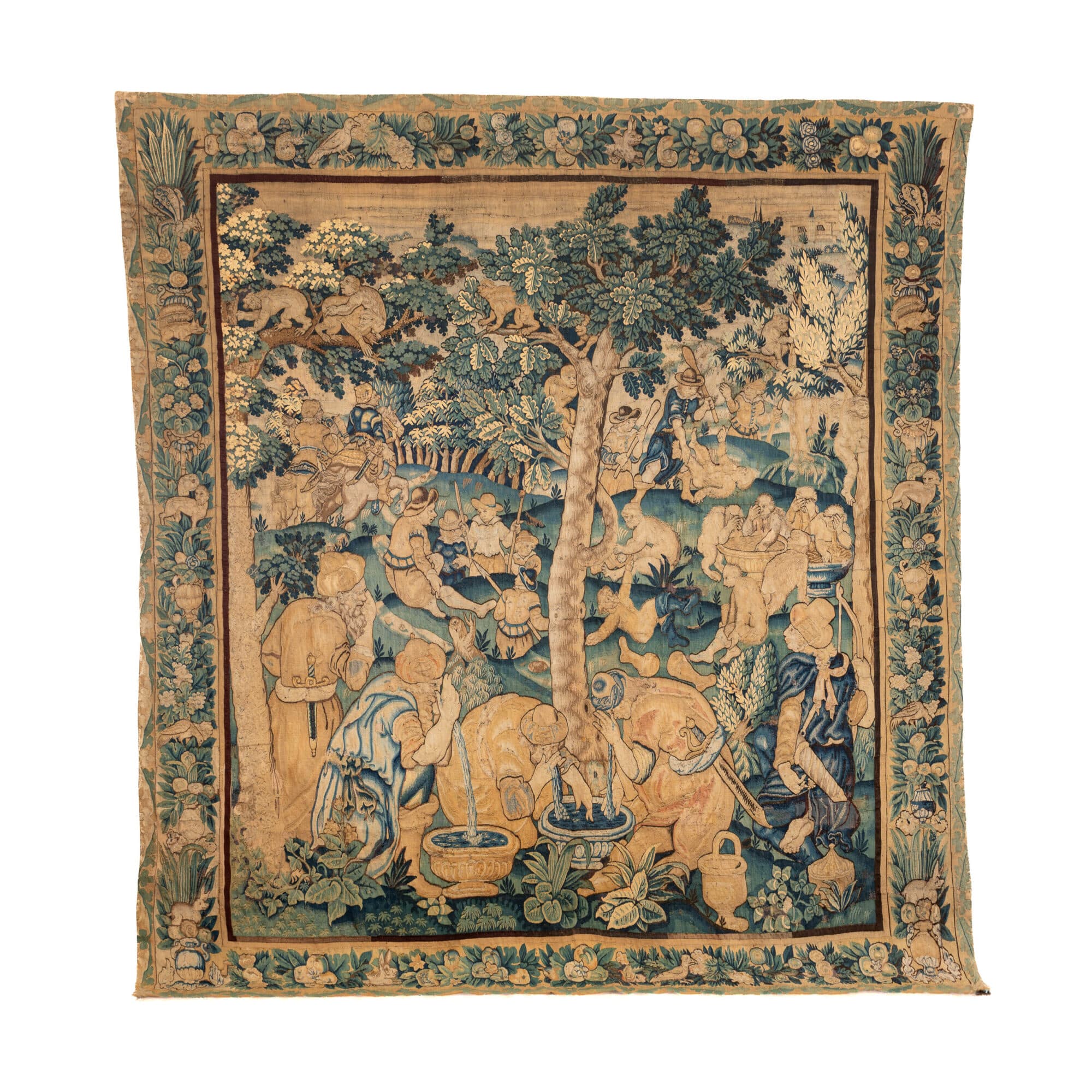 A Flemish Tapestry Depicting The Hunting of Monkeys by Deception