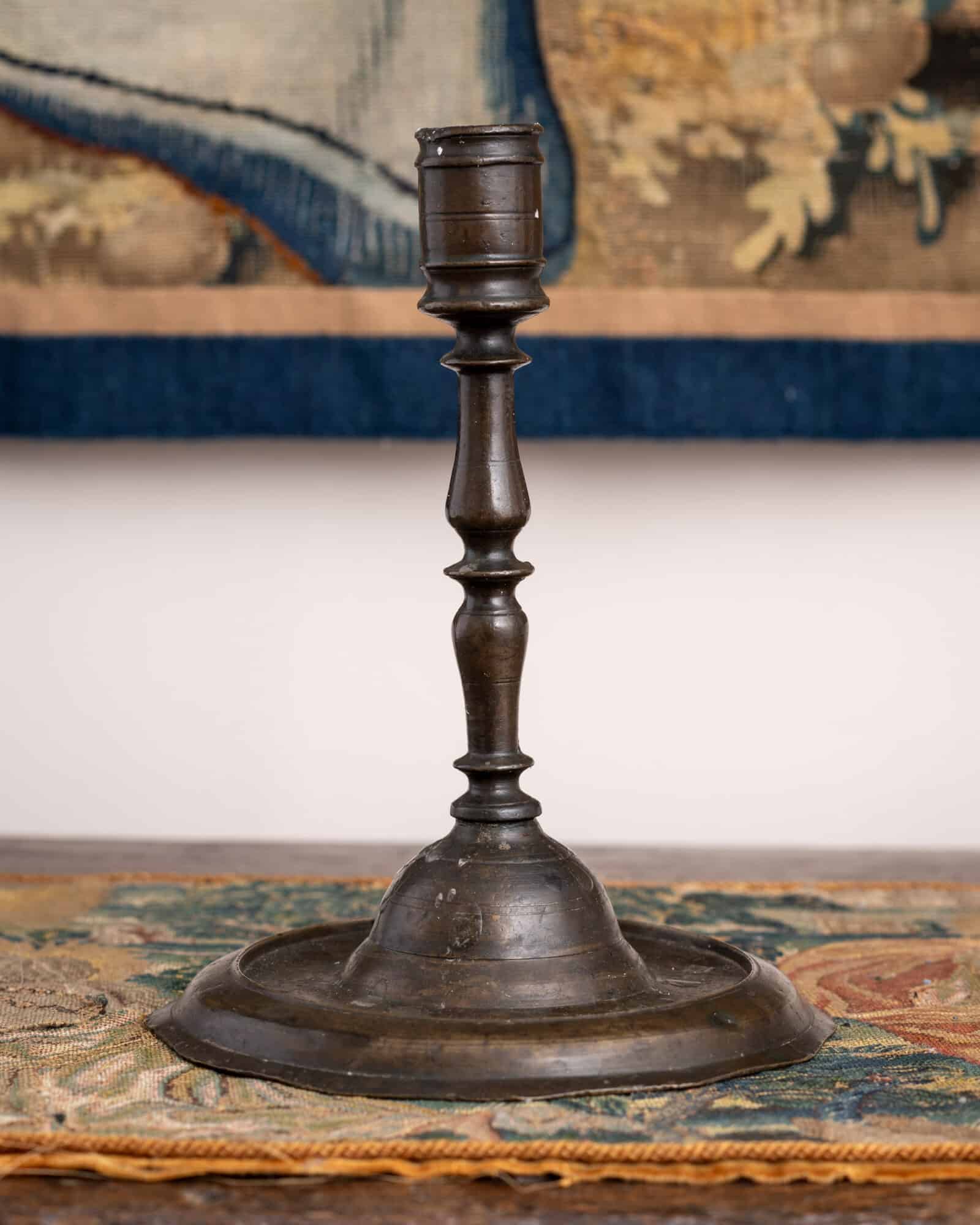South Netherlandish Late Gothic Bronze Candlestick with Twelve-Sided Base