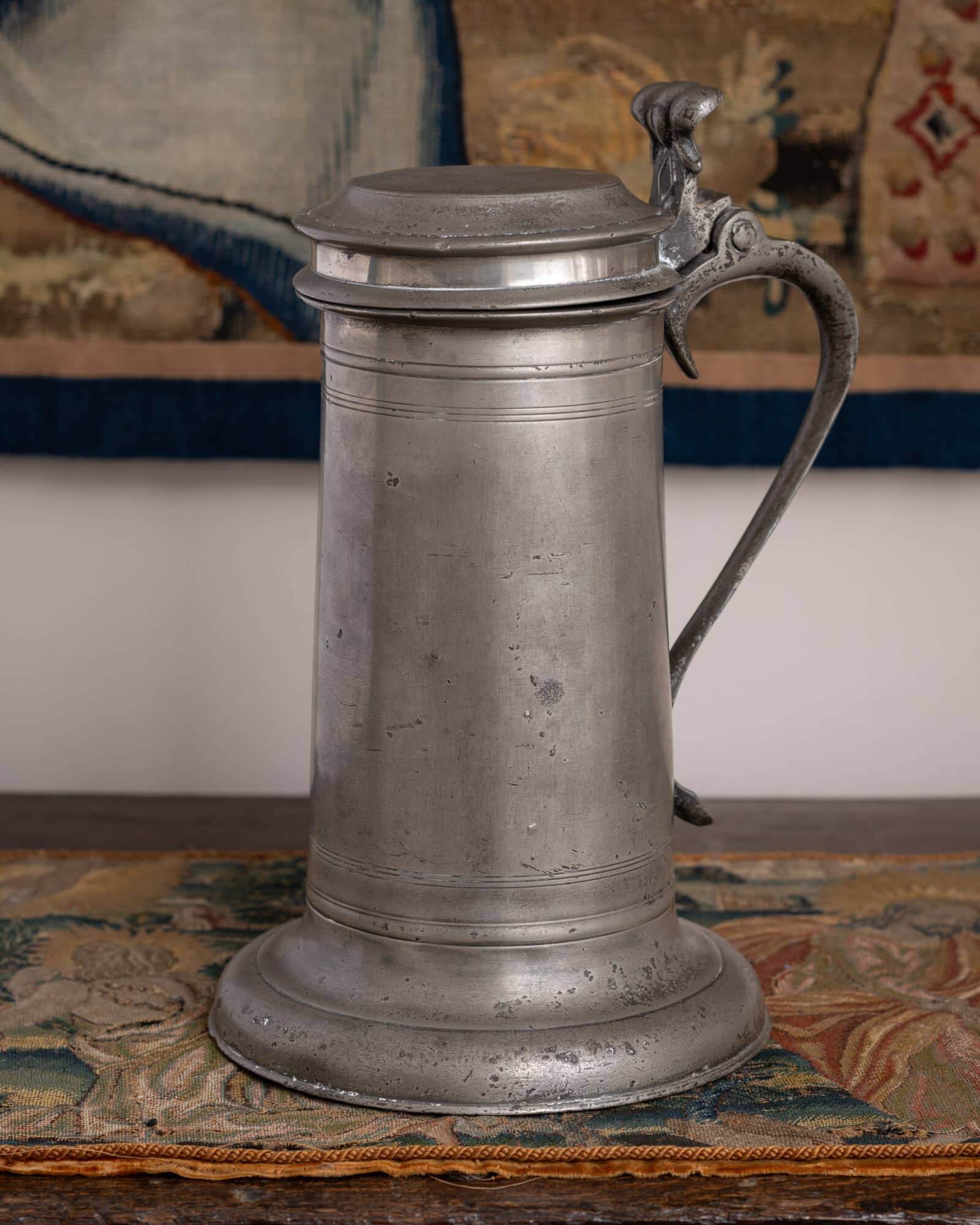 A Commonwealth or Charles II Pewter Beefeater Flagon