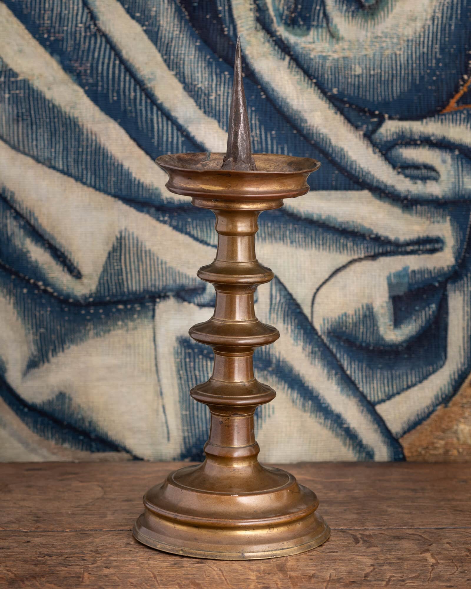 A Late Gothic Nuremberg Brass Altar Candlestick or Scheibenleuchter