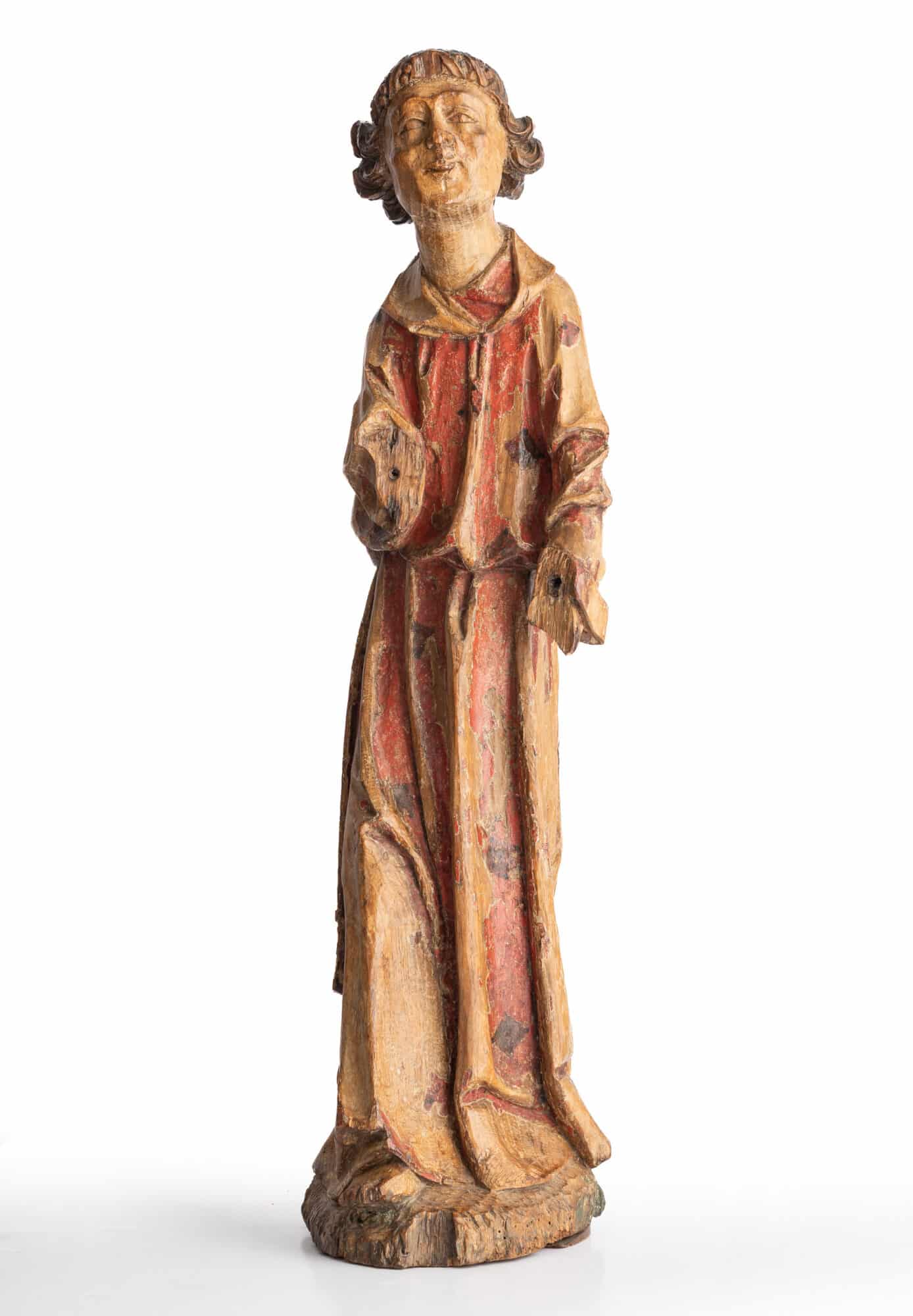 An Early 15th-Century Polychrome Oak Figure of the Archangel Gabriel from an Annunciation