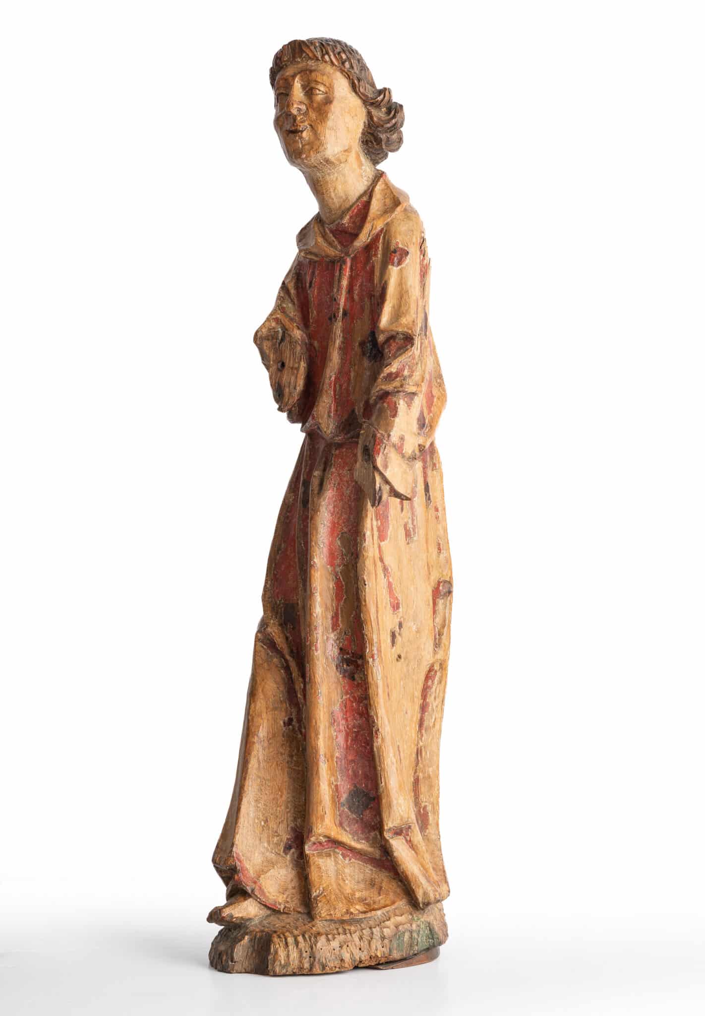 An Early 15th-Century Polychrome Oak Figure of the Archangel Gabriel from an Annunciation