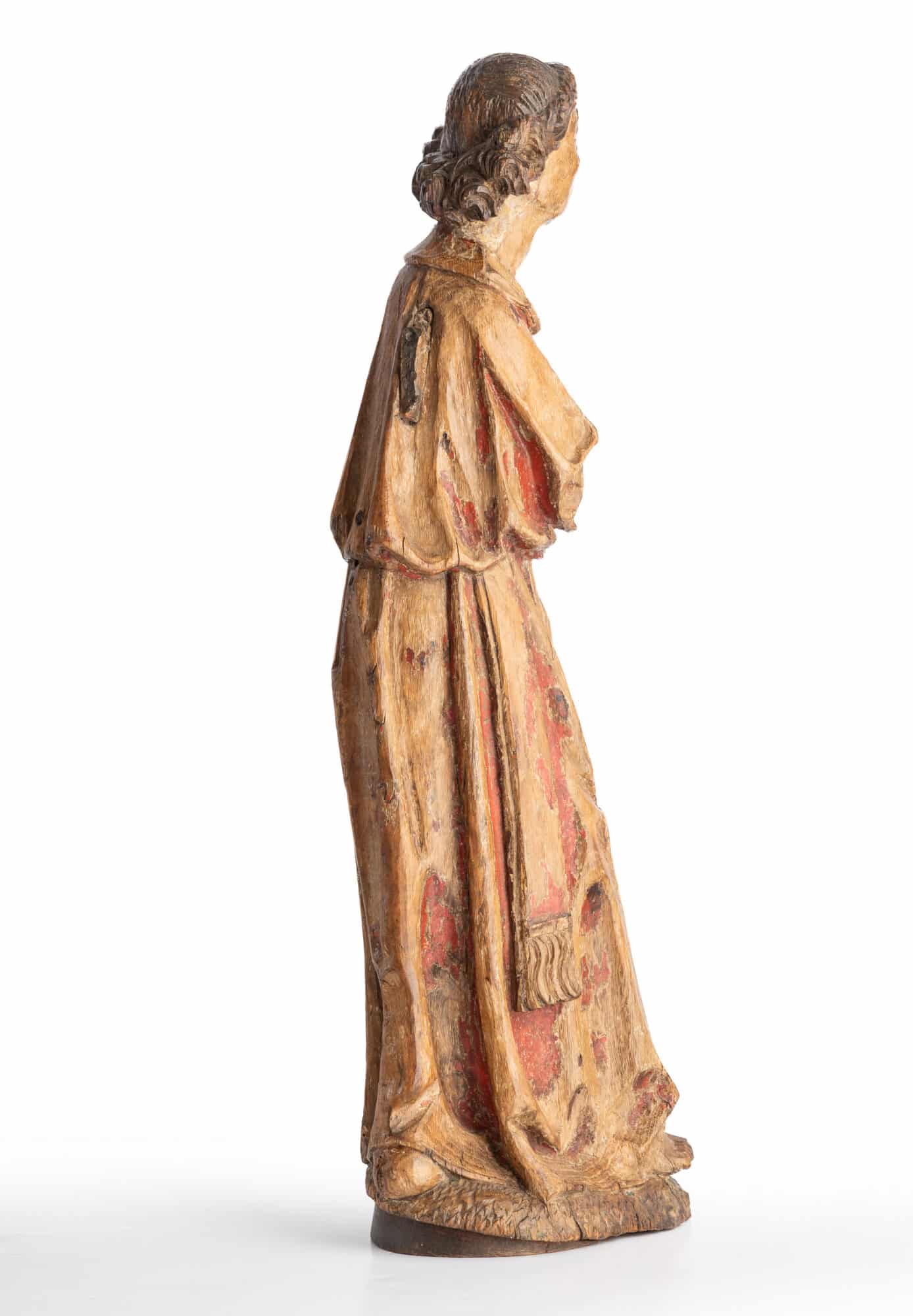 An Early 15th-Century Polychrome Oak Figure of the Archangel Gabriel from an Annunciation